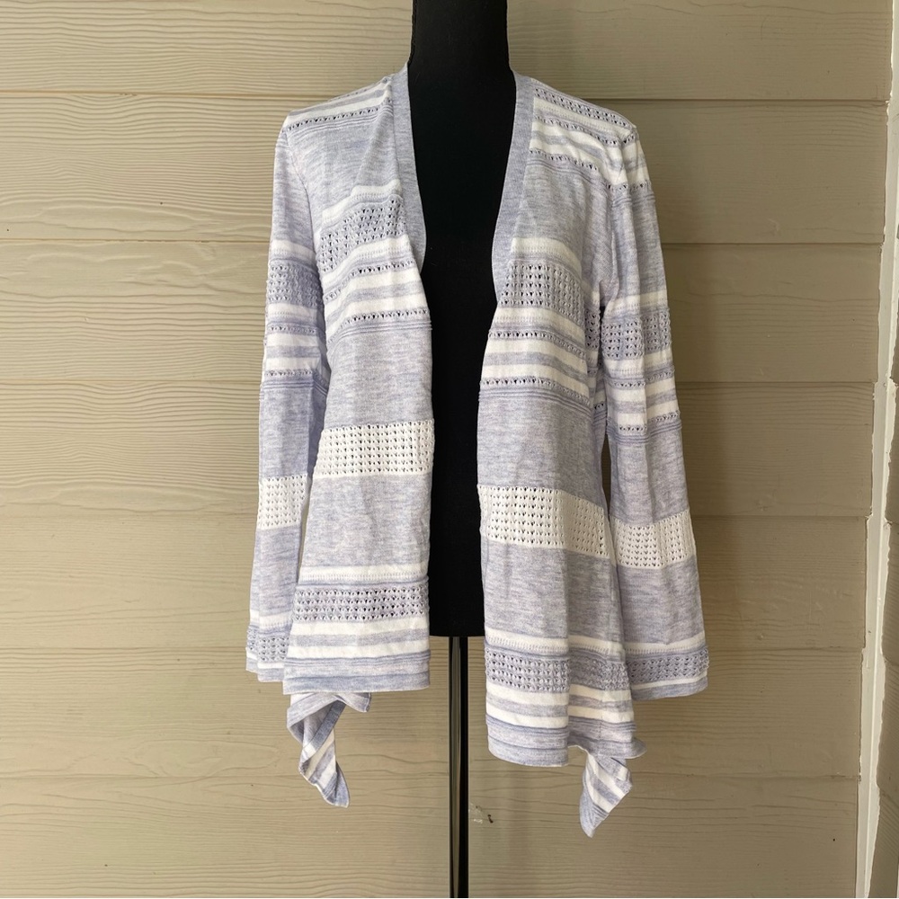 Peyton & Primrose Blue & White Knit Cardigan Size M